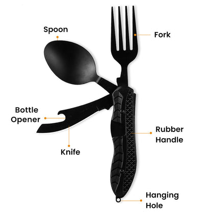 🏕️4-In-1 Outdoor Folding Multifunctional Cutlery: Compact & Durable Quality