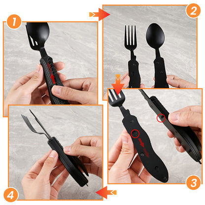 🏕️4-In-1 Outdoor Folding Multifunctional Cutlery: Compact & Durable Quality
