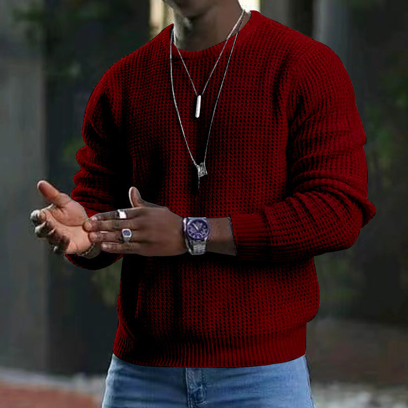 Men’s Casual Crew Neck Knit Sweater - Classic Style & Cozy Comfort