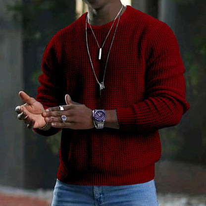Men’s Casual Crew Neck Knit Sweater - Classic Style & Cozy Comfort