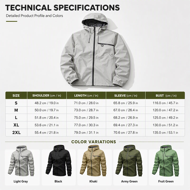 Unisex style Outdoor Waterproof Windproof Jacket - Hooded &  All-Weather-Ready