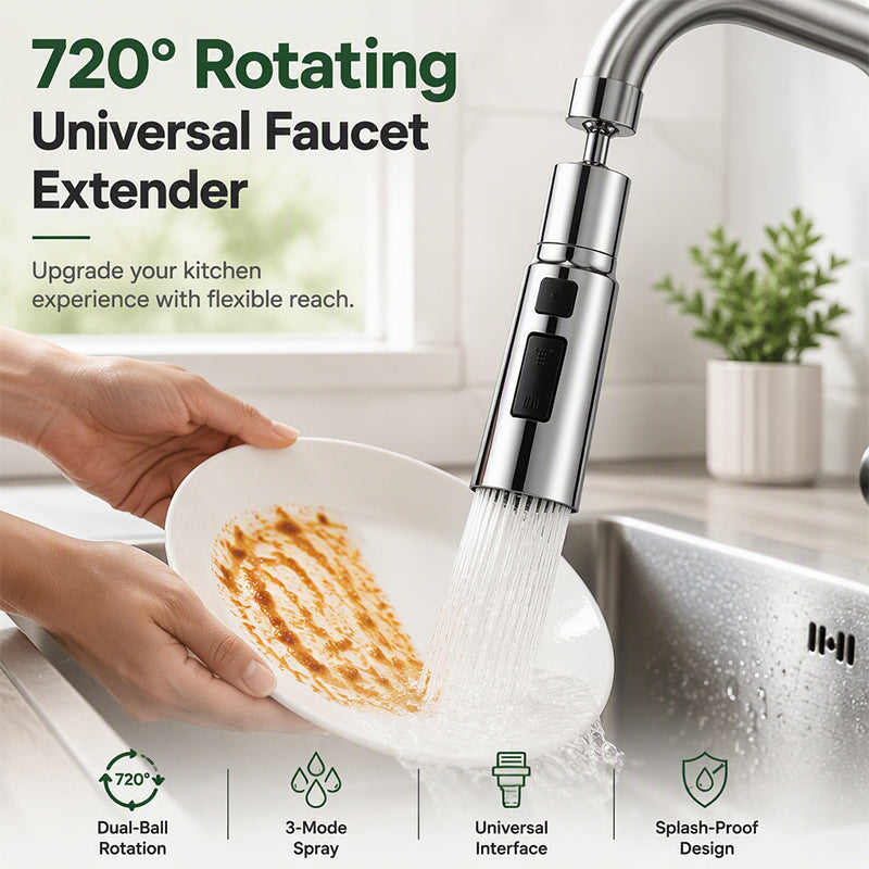 Universal Rotating Kitchen Faucet Nozzle: Easy Installation & Splash-Free Water Control