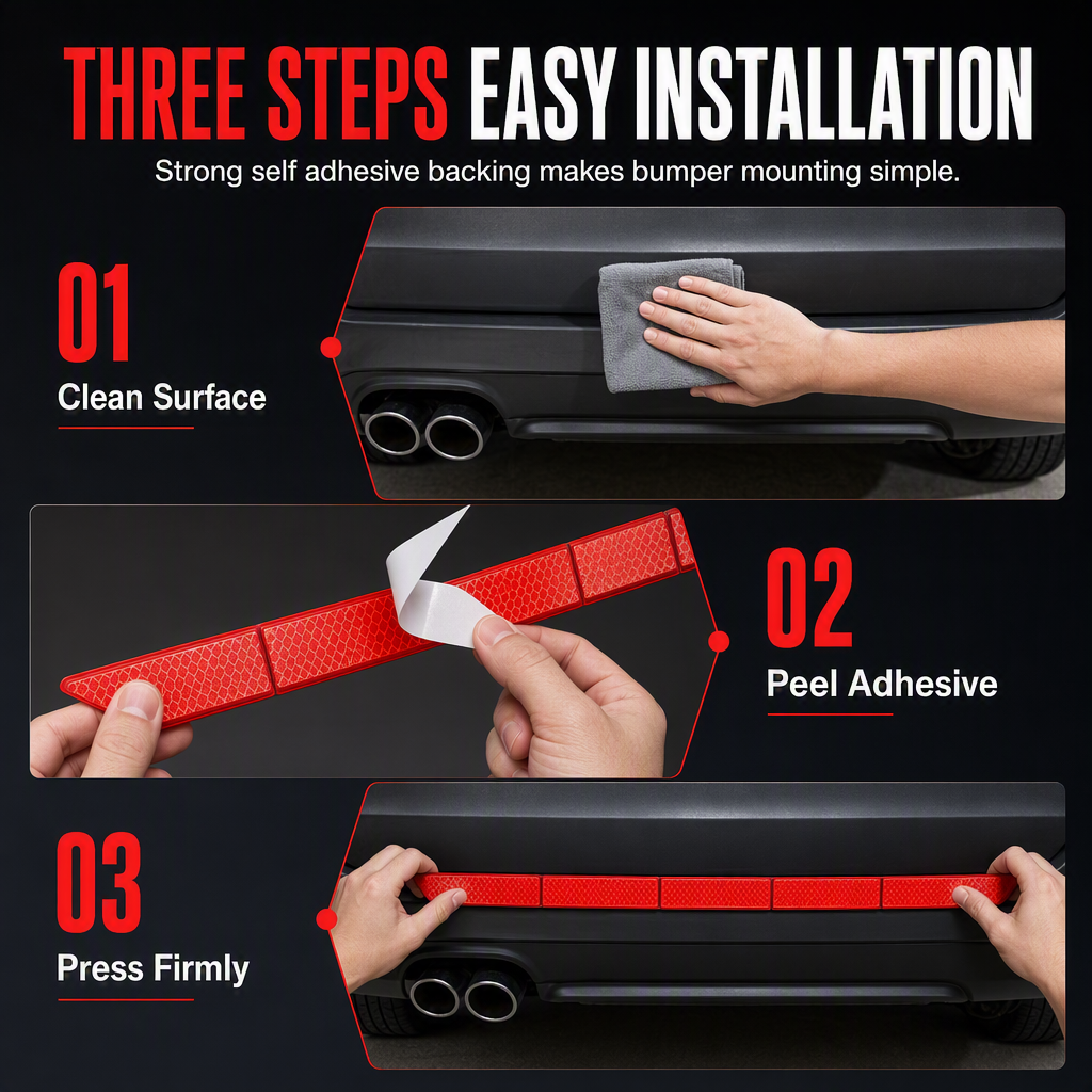 Car Trunk & Bumper Reflective Warning Stickers: Enhanced Visibility, Safety & Easy Application