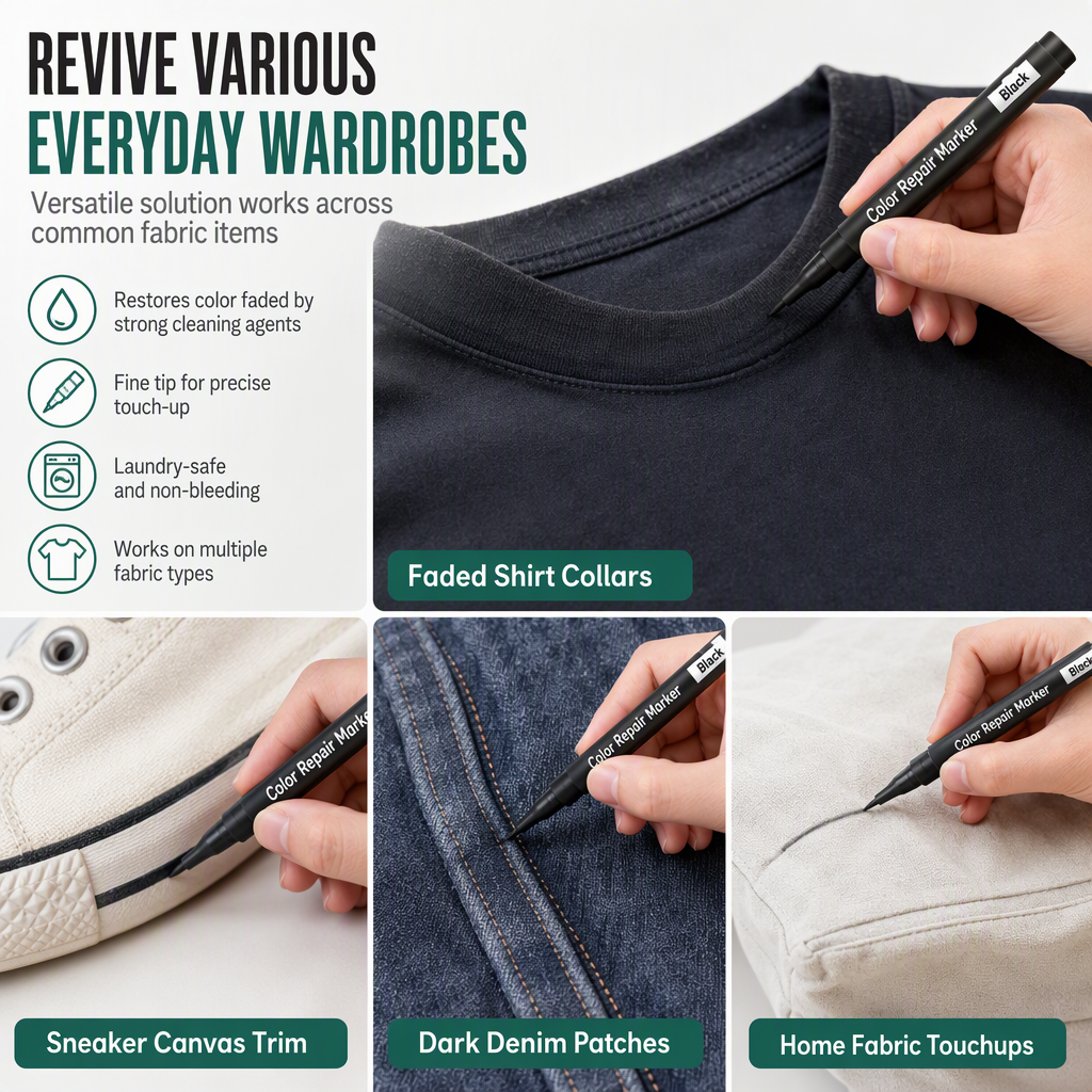 🖊️50% OFF NOW! Fabric Color Restoration Pen for Cotton & Linen, Clothes Dye Marker, Restore Faded Fabric, Waterproof & Quick Drying, Touch-Up Scuffs & Discoloration on Garments