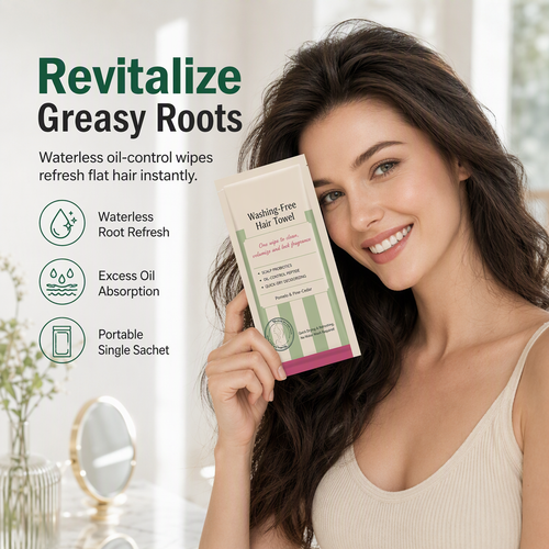 💇‍♀️50% OFF NOW! Rinse-Free Hair Cleansing Wipes – Waterless Oil Control Hair Root Refreshing Wipes, Portable Single Sachet Hair Towel for Greasy Flat Hair