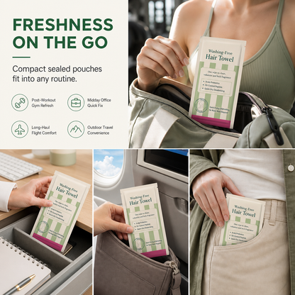 💇‍♀️50% OFF NOW! Rinse-Free Hair Cleansing Wipes – Waterless Oil Control Hair Root Refreshing Wipes, Portable Single Sachet Hair Towel for Greasy Flat Hair
