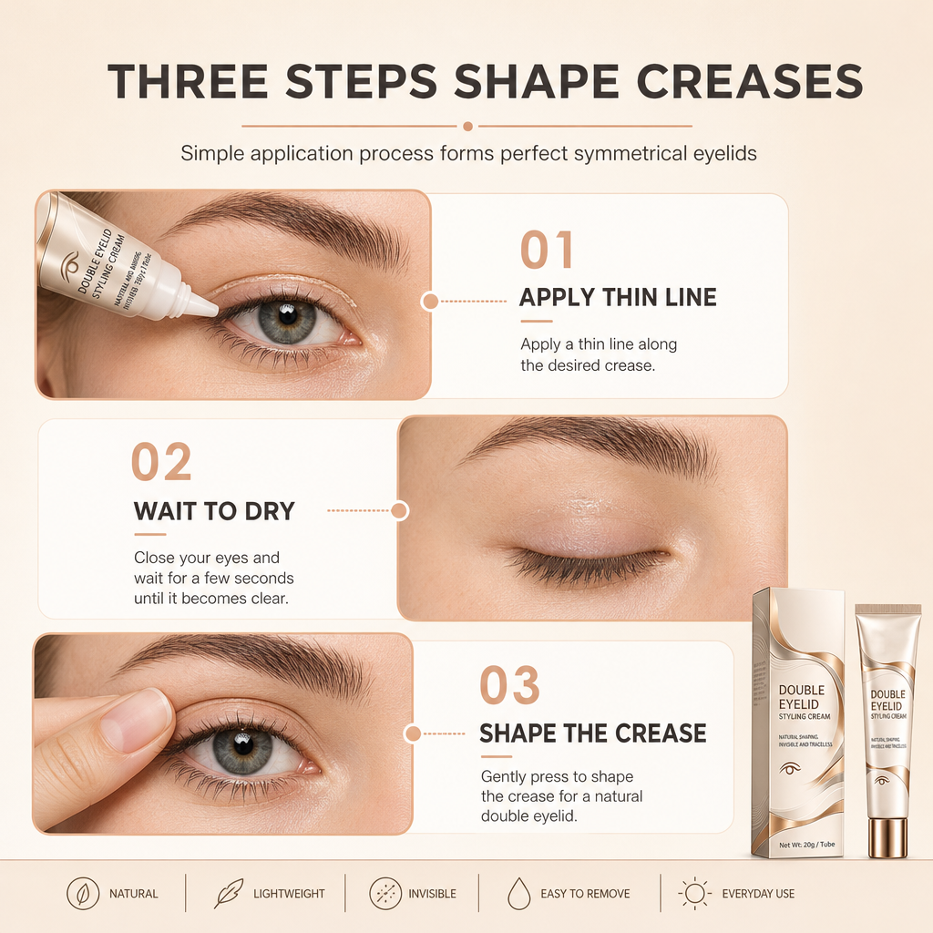 👁️50% OFF NOW! Double Eyelid Styling Cream – Invisible Long-Lasting Eyelid Shaping Gel, Gentle Clear Formula for Natural Hooded & Uneven Eyes