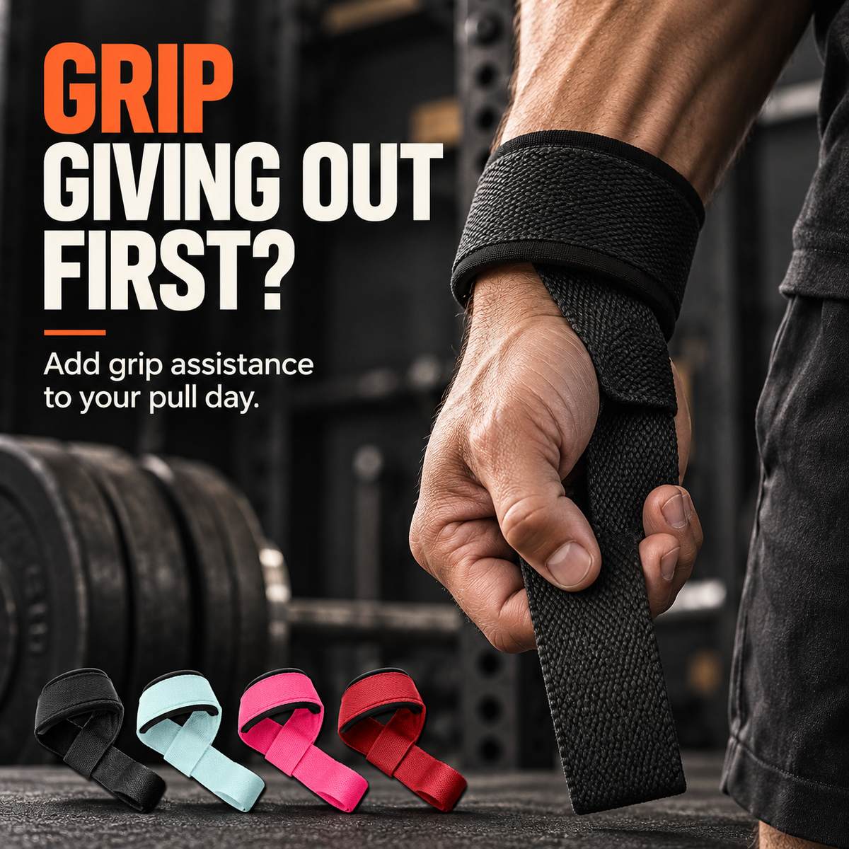 Self-Curling Lifting Straps — Padded Wrist Loops, 1 Pair