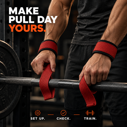 Self-Curling Lifting Straps — Padded Wrist Loops, 1 Pair