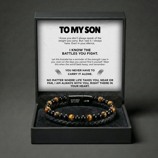 Tiger Eye & Leather Bracelet for Son: A Reminder of Your Love
