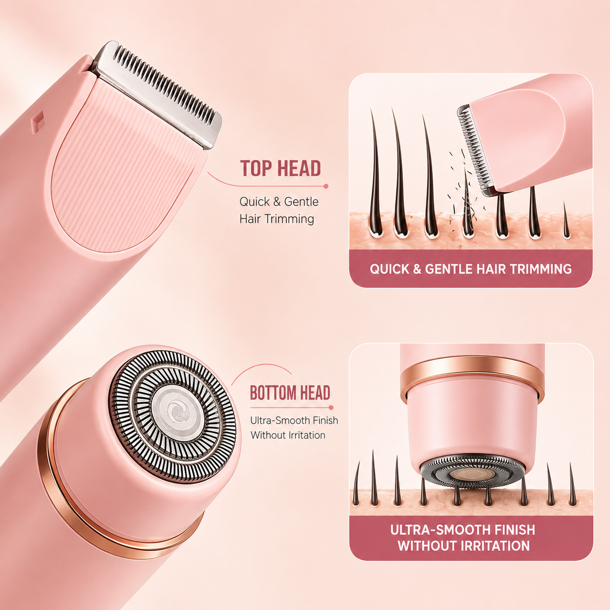 Dual-Head Bikini & Body Trimmer | Smooth, Gentle & Cordless