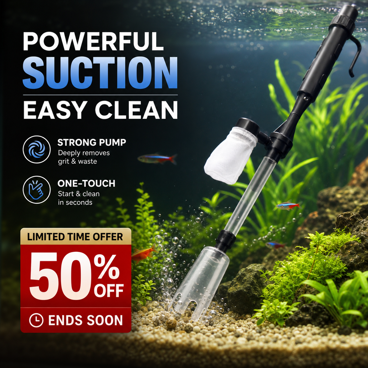 51% off 🔥 Electric Aquarium Gravel Cleaner