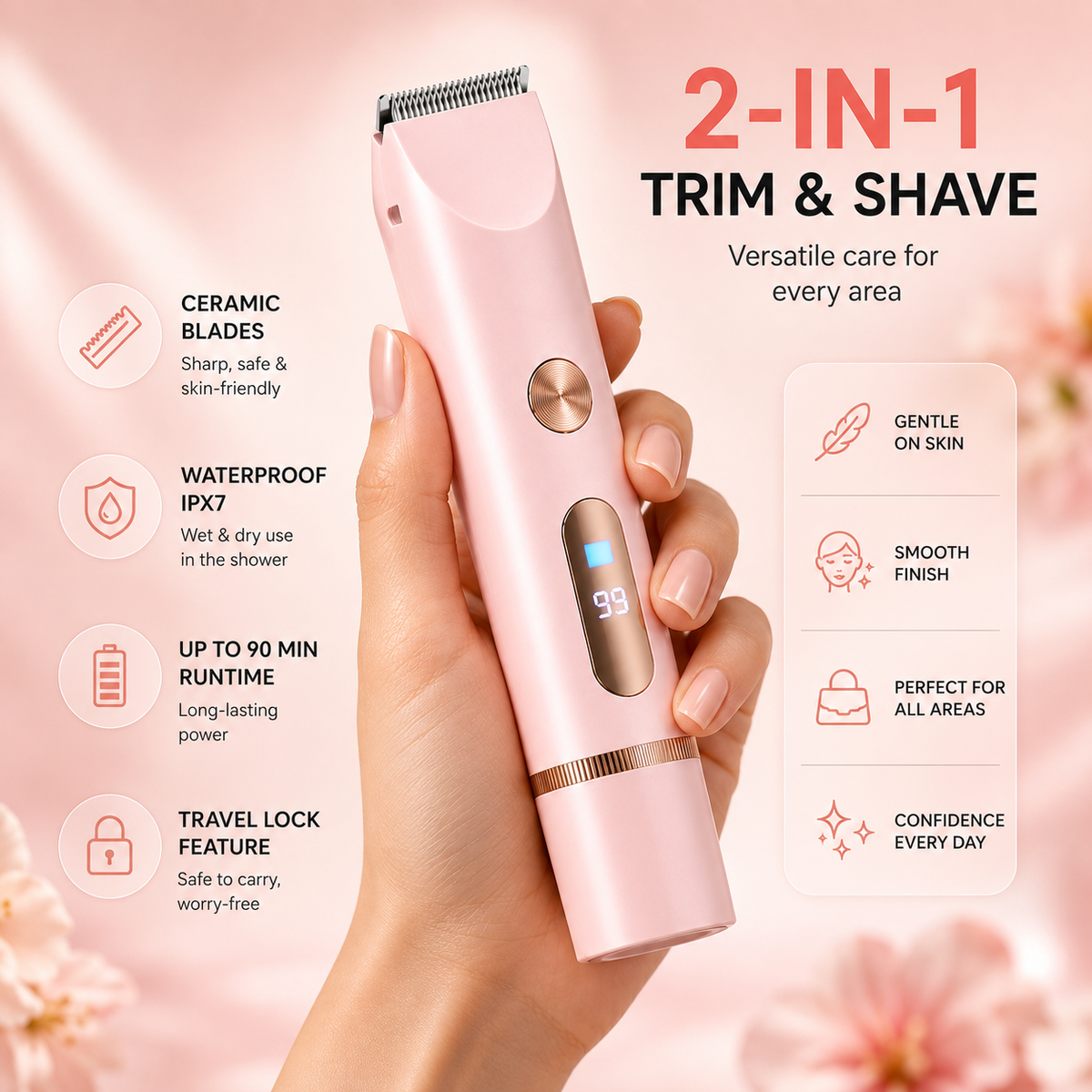 Dual-Head Bikini & Body Trimmer | Smooth, Gentle & Cordless